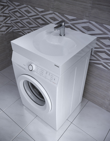 Раковина из искусственного камня Paulmark WINKEN PM740431 60х60 над стиральной машиной цвет белый 1 отверстие под смеситель